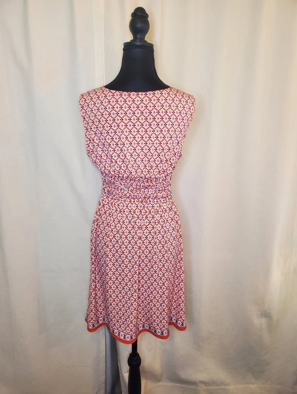 Max Edition Red Patterned V-Neck Midi Dress - Picture 2 of 4